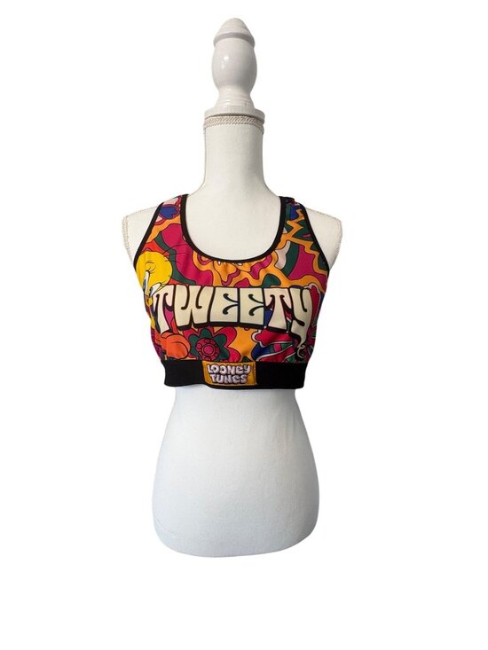 Looney Tunes Other - Y2K Looney Tunes Tweety Psychedelic Multicolor Racerback Festival Sports Bra 1X